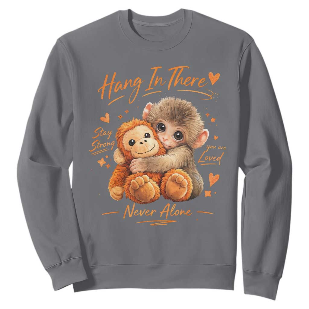 Cute Baby Monkey Punch Sweatshirt Adorable Emotional Graphic Little Punch TS10 Charcoal Print Your Wear
