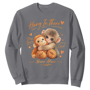 Cute Baby Monkey Punch Sweatshirt Adorable Emotional Graphic Little Punch TS10 Charcoal Print Your Wear