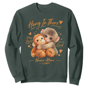 Cute Baby Monkey Punch Sweatshirt Adorable Emotional Graphic Little Punch TS10 Dark Forest Green Print Your Wear