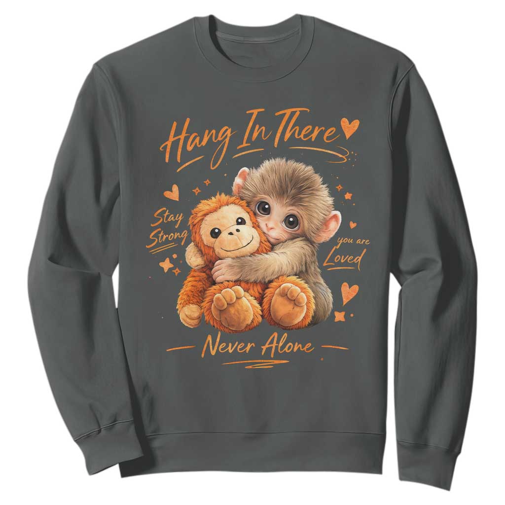 Cute Baby Monkey Punch Sweatshirt Adorable Emotional Graphic Little Punch TS10 Dark Heather Print Your Wear