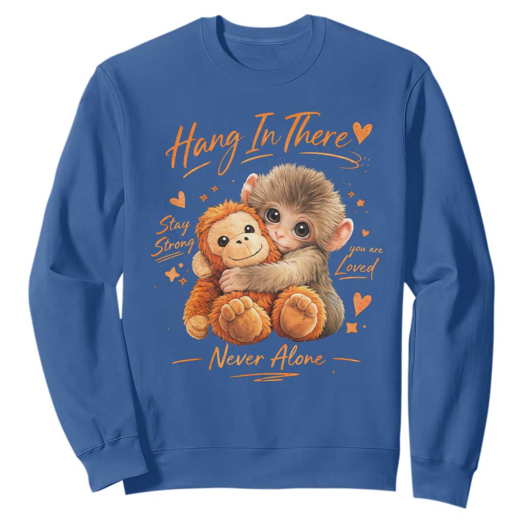 Cute Baby Monkey Punch Sweatshirt Adorable Emotional Graphic Little Punch TS10 Royal Blue Print Your Wear
