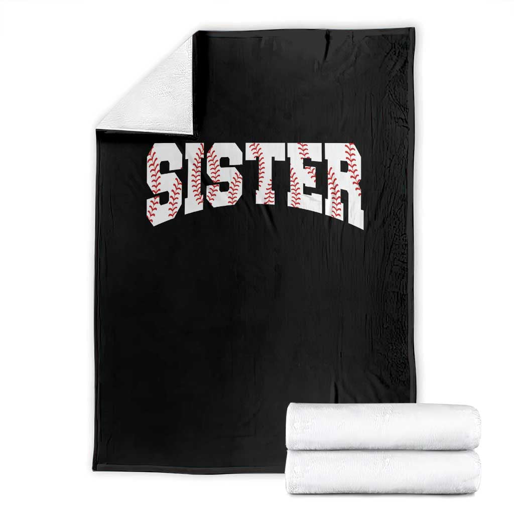 Baseball Sister Throw Blanket Retro Varsity Baseball Season Family TS10 Black Print Your Wear