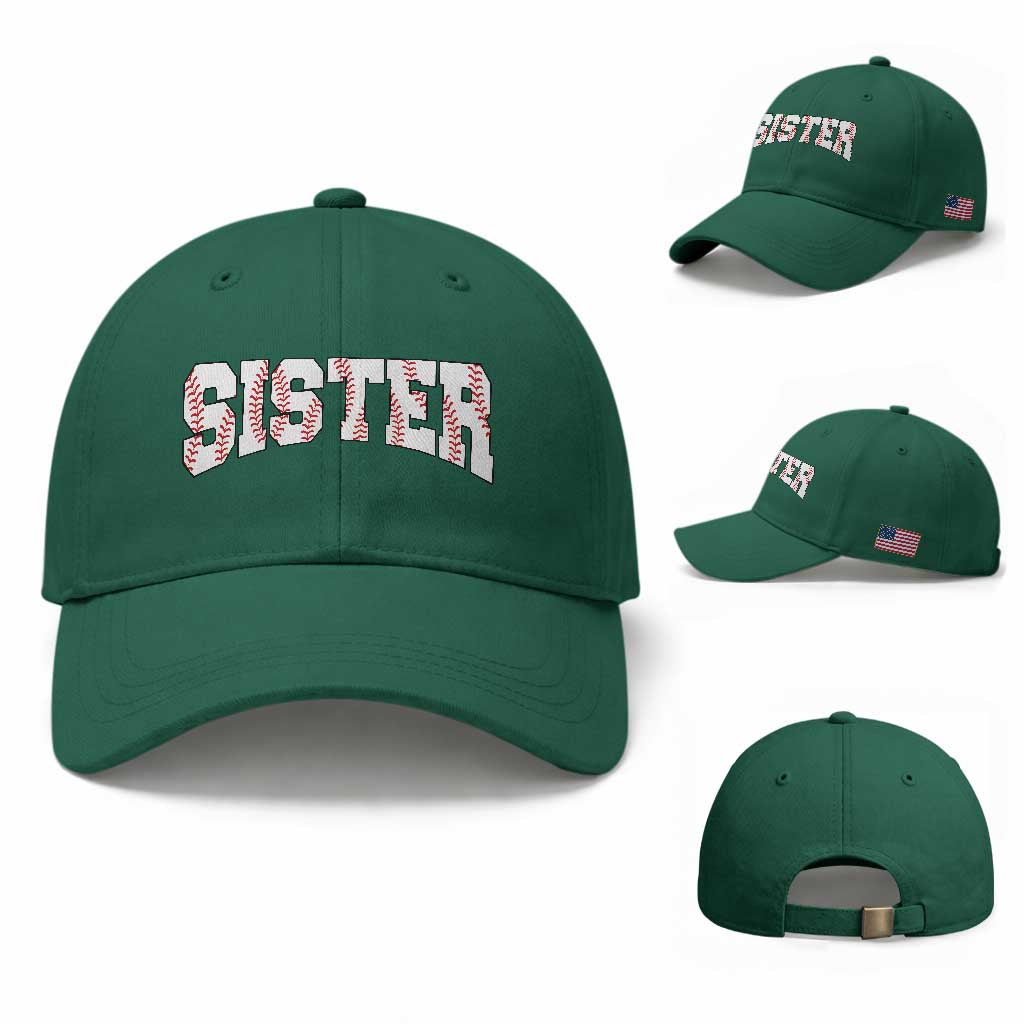 Baseball Sister Baseball Cap Retro Varsity Baseball Season Family TS10 Baseball Cap Universal Fit Irish Green Print Your Wear
