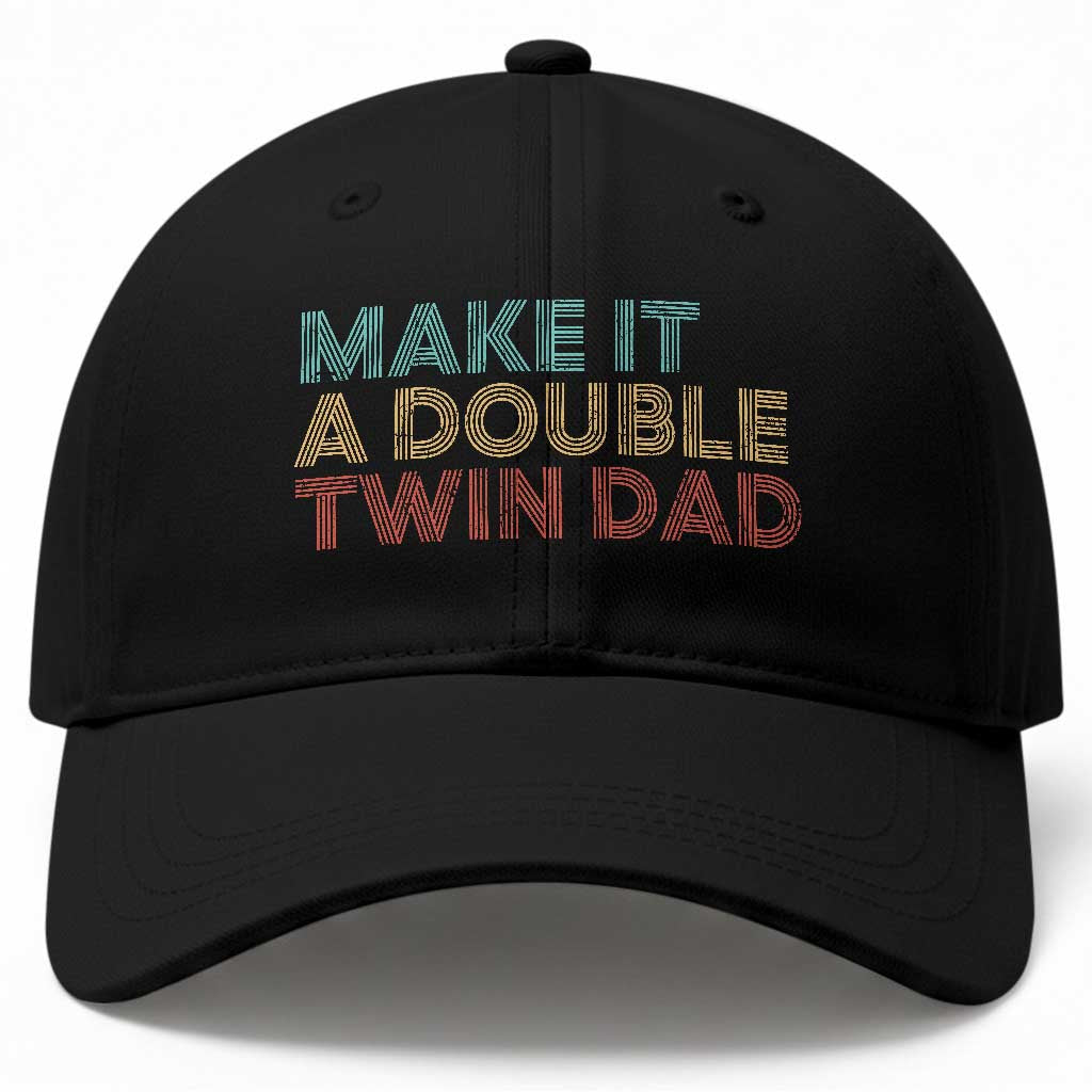 Retro Twin Dad Baseball Cap Make It A Double Funny Fathers Day TS10 Print Your Wear