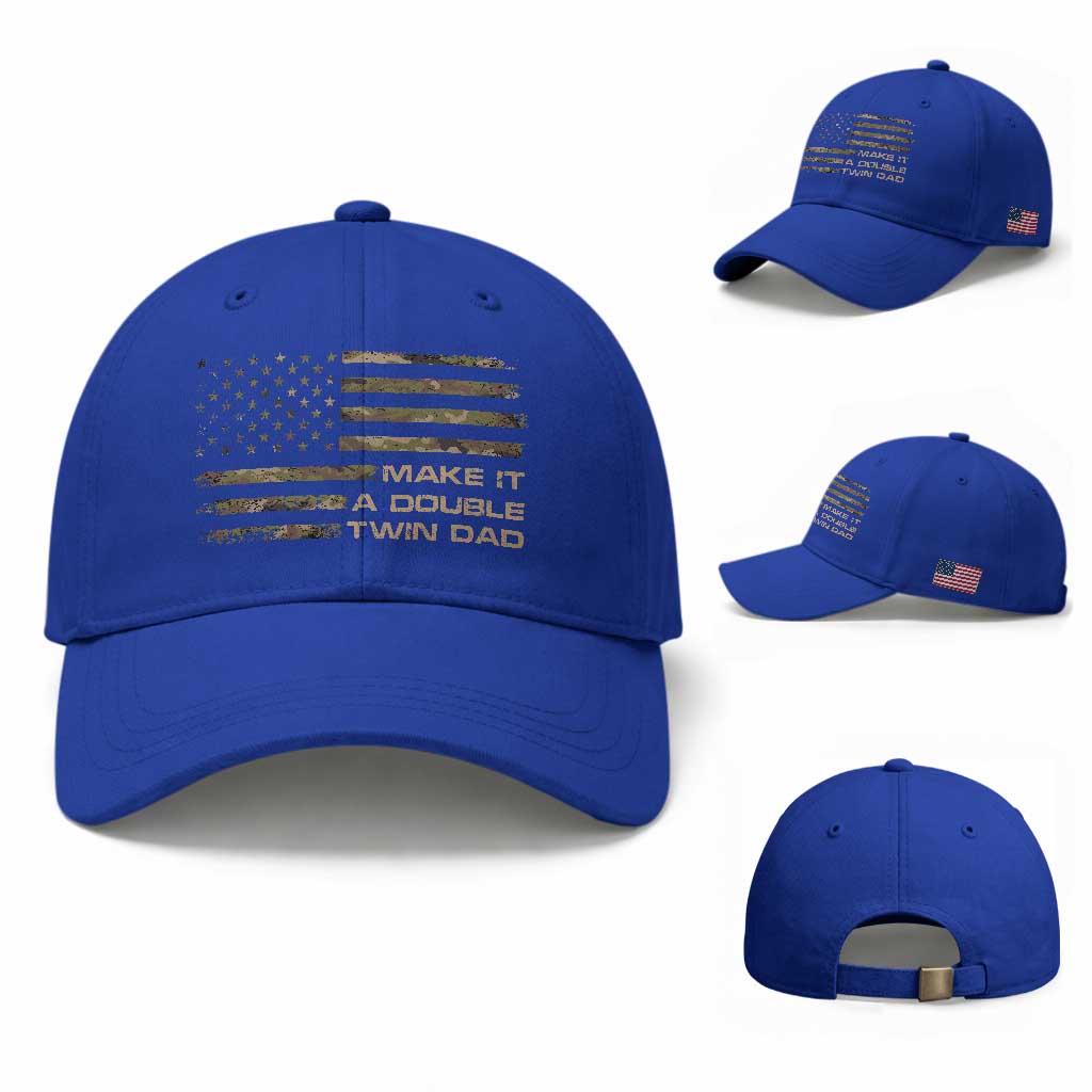 Twin Dad Baseball Cap Make It A Double Funny Fathers Day Camo American Flag TS10 Baseball Cap Universal Fit Royal Blue Print Your Wear