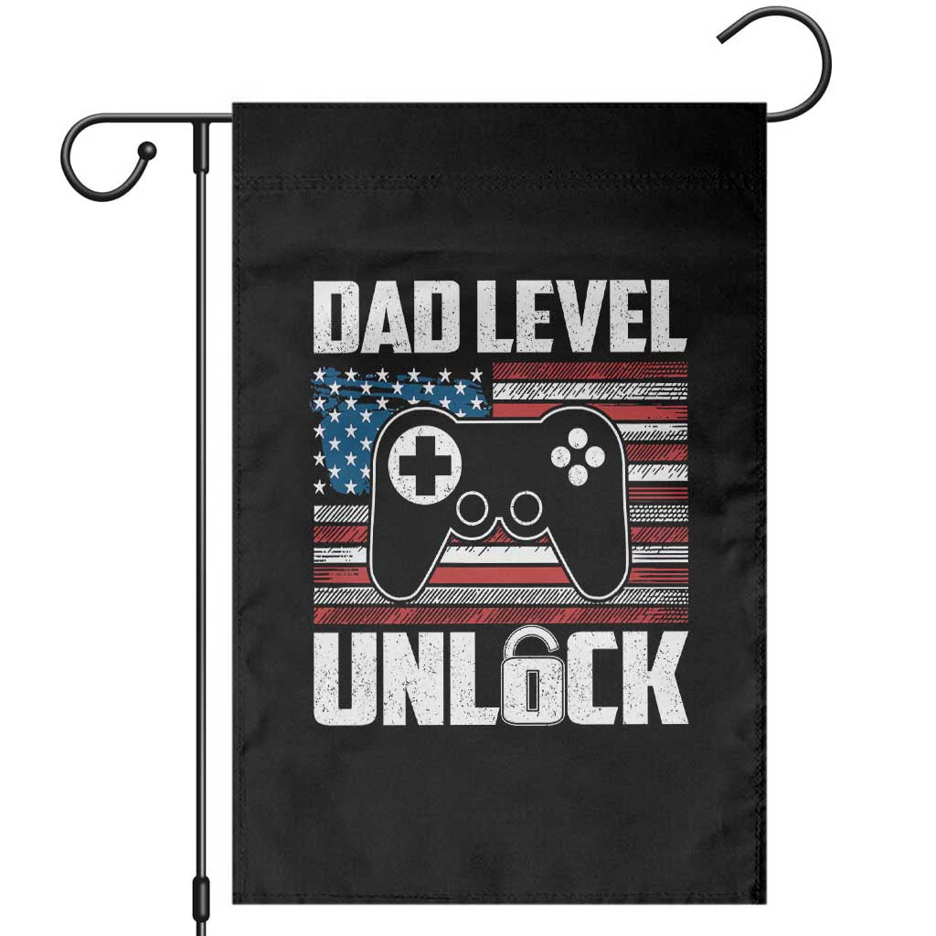 Funny New Dad Garden Flag First Fathers Day Dad Level Unlocked Gaming Gamer TS10 Black Print Your Wear