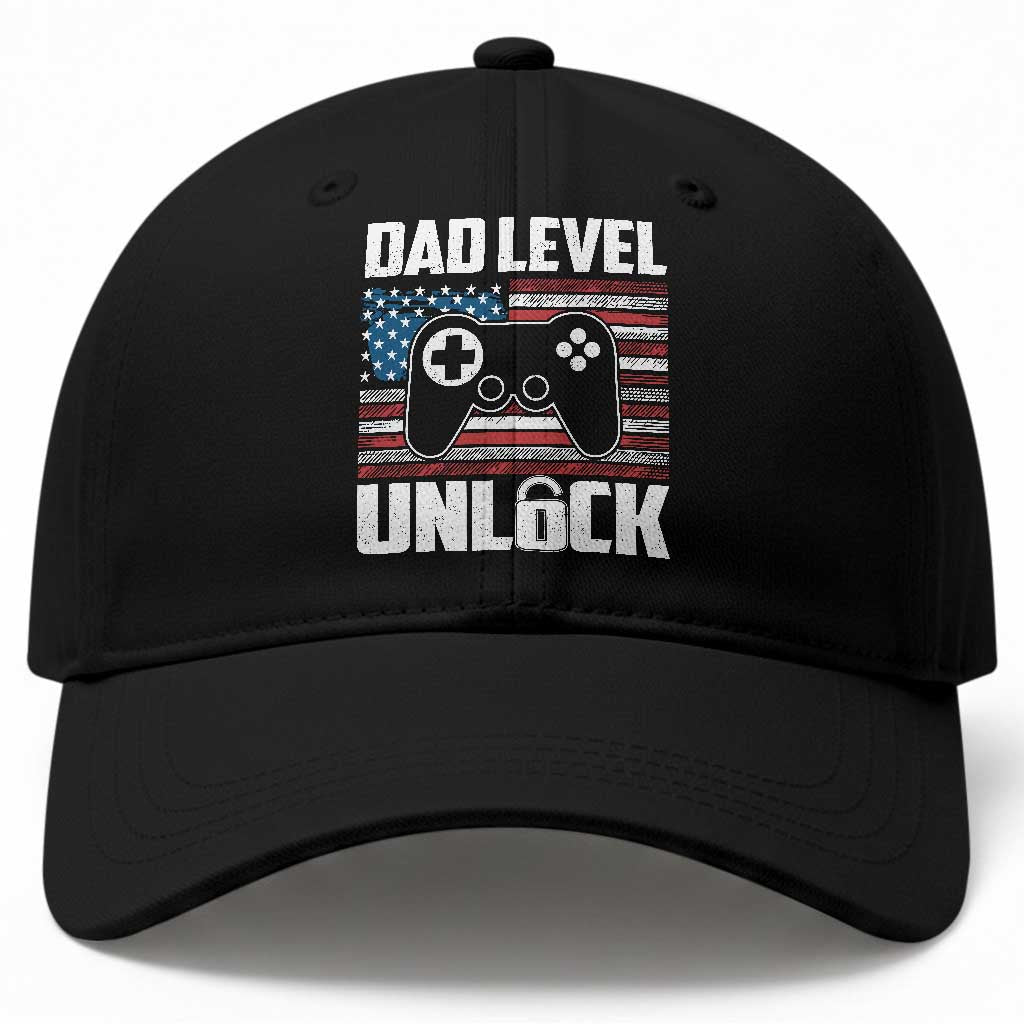 Funny New Dad Baseball Cap First Fathers Day Dad Level Unlocked Gaming Gamer TS10 Print Your Wear