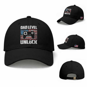 Funny New Dad Baseball Cap First Fathers Day Dad Level Unlocked Gaming Gamer TS10 Baseball Cap Universal Fit Black Print Your Wear