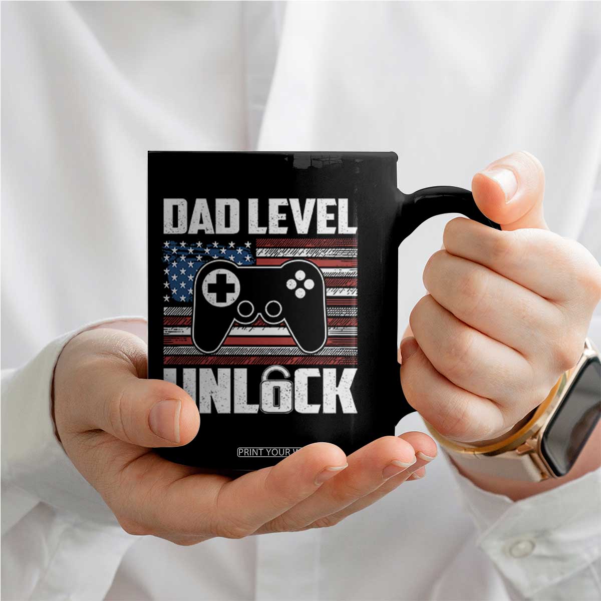 Funny New Dad Coffee Mug First Fathers Day Dad Level Unlocked Gaming Gamer TS10 Print Your Wear