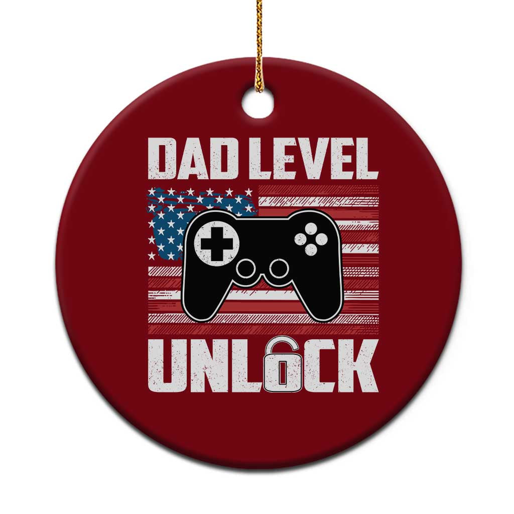 Funny New Dad Ceramic Ornament First Fathers Day Dad Level Unlocked Gaming Gamer TS10 1pc Red Print Your Wear