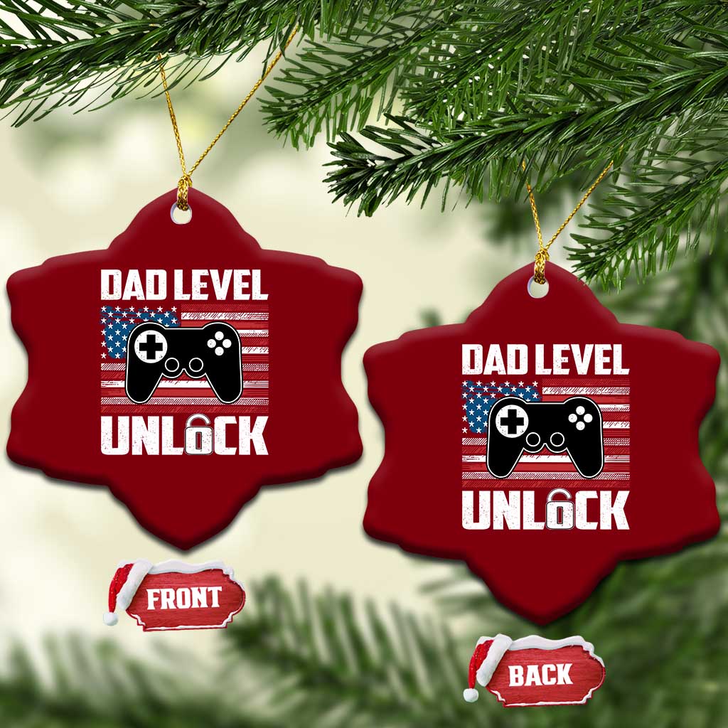 Funny New Dad Ceramic Ornament First Fathers Day Dad Level Unlocked Gaming Gamer TS10 Print Your Wear