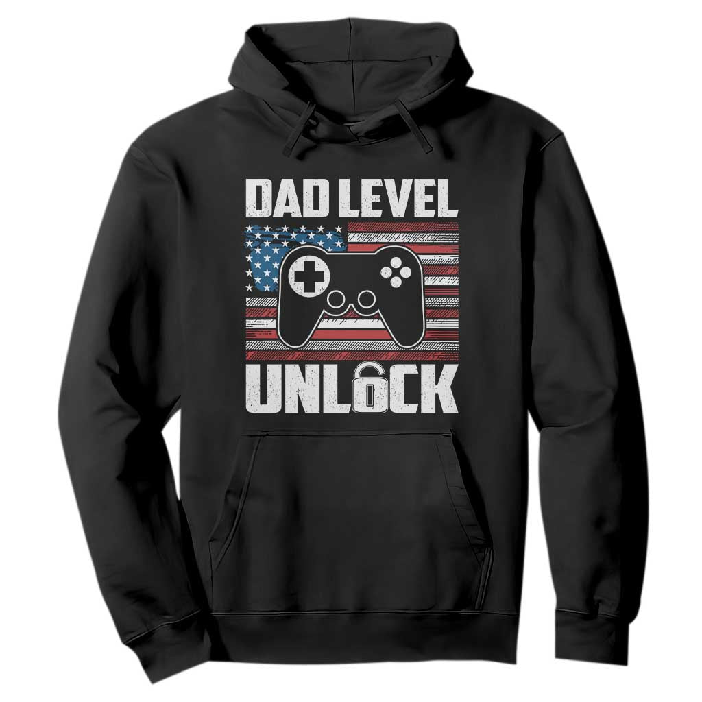Funny New Dad Hoodie First Fathers Day Dad Level Unlocked Gaming Gamer TS10 Black Print Your Wear