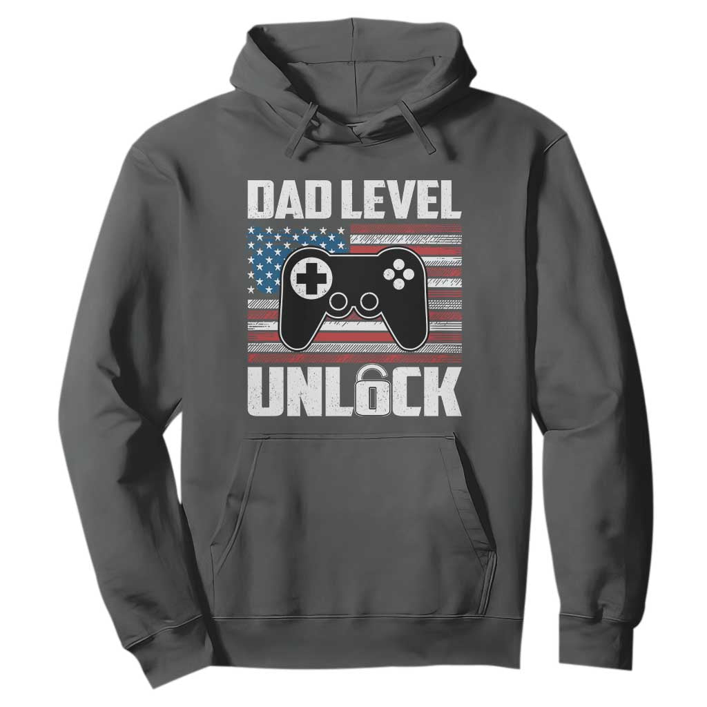 Funny New Dad Hoodie First Fathers Day Dad Level Unlocked Gaming Gamer TS10 Dark Heather Print Your Wear