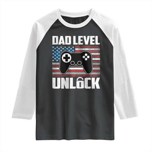 Funny New Dad Raglan Shirt First Fathers Day Dad Level Unlocked Gaming Gamer TS10 Black White Print Your Wear