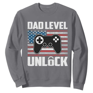 Funny New Dad Sweatshirt First Fathers Day Dad Level Unlocked Gaming Gamer TS10 Charcoal Print Your Wear