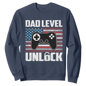 Funny New Dad Sweatshirt First Fathers Day Dad Level Unlocked Gaming Gamer TS10 Navy Print Your Wear
