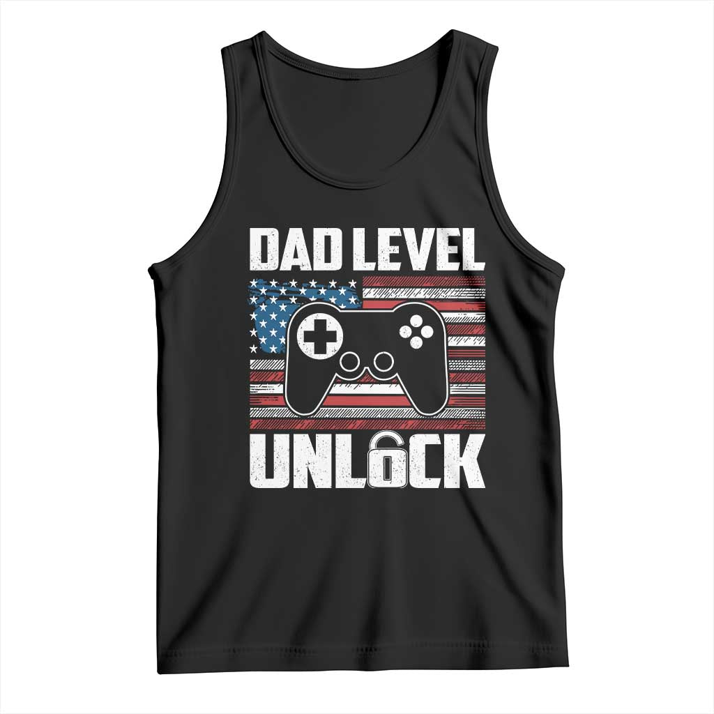 Funny New Dad Tank Top First Fathers Day Dad Level Unlocked Gaming Gamer TS10 Black Print Your Wear