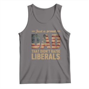Just A Proud Dad That Didn't Raise Liberals Tank Top Retro American Flag TS10 Deep Heather Print Your Wear