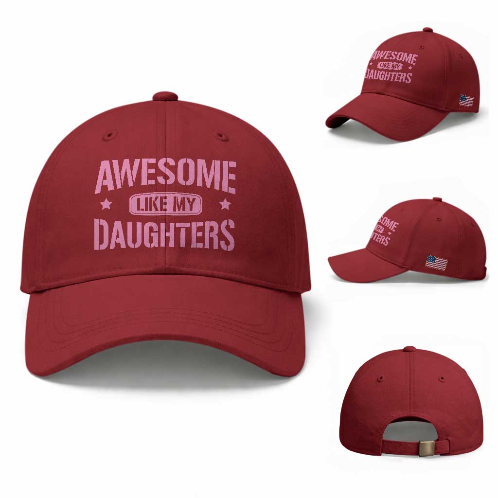 Awesome Like My Daughters Baseball Cap Funny Girl Dad Fathers Day TS10 Baseball Cap Universal Fit Cherry Red Print Your Wear