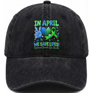 Donate Life Month Washed Cotton Baseball Cap In April We Save Lives Organ Donation TS10 Print Your Wear