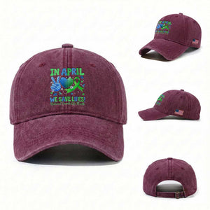 Donate Life Month Washed Cotton Baseball Cap In April We Save Lives Organ Donation TS10 Washed Cap Universal Fit Burgundy Print Your Wear