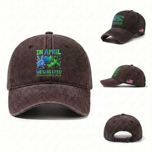 Donate Life Month Washed Cotton Baseball Cap In April We Save Lives Organ Donation TS10 Washed Cap Universal Fit Dark Brown Print Your Wear