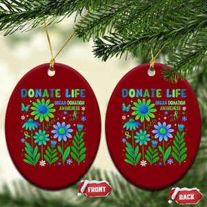 Organ Donation Awareness Ceramic Ornament Green Ribbon Donate Life Floral TS10 Print Your Wear