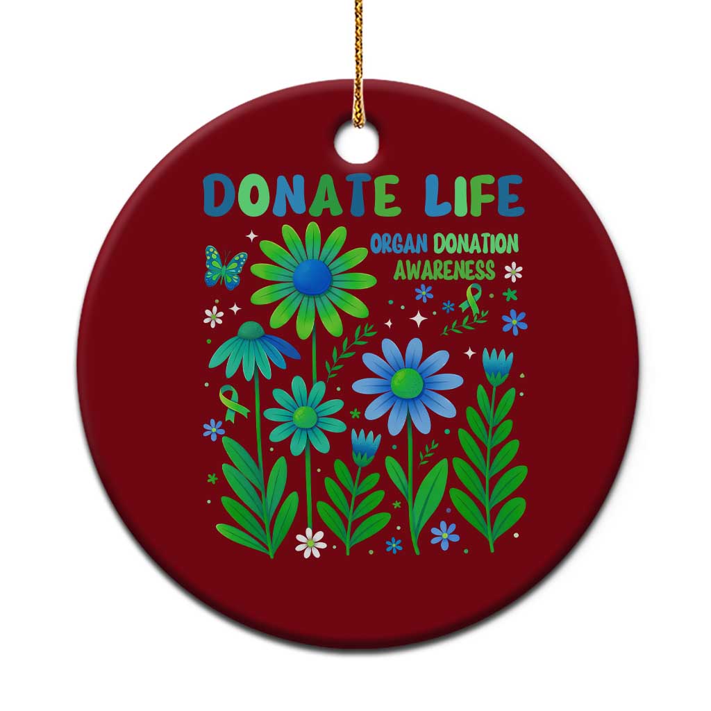 Organ Donation Awareness Ceramic Ornament Green Ribbon Donate Life Floral TS10 1pc Red Print Your Wear
