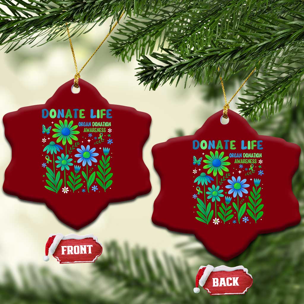 Organ Donation Awareness Ceramic Ornament Green Ribbon Donate Life Floral TS10 Print Your Wear
