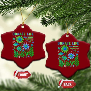 Organ Donation Awareness Ceramic Ornament Green Ribbon Donate Life Floral TS10 Print Your Wear