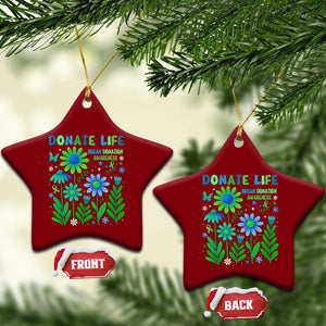 Organ Donation Awareness Ceramic Ornament Green Ribbon Donate Life Floral TS10 Print Your Wear
