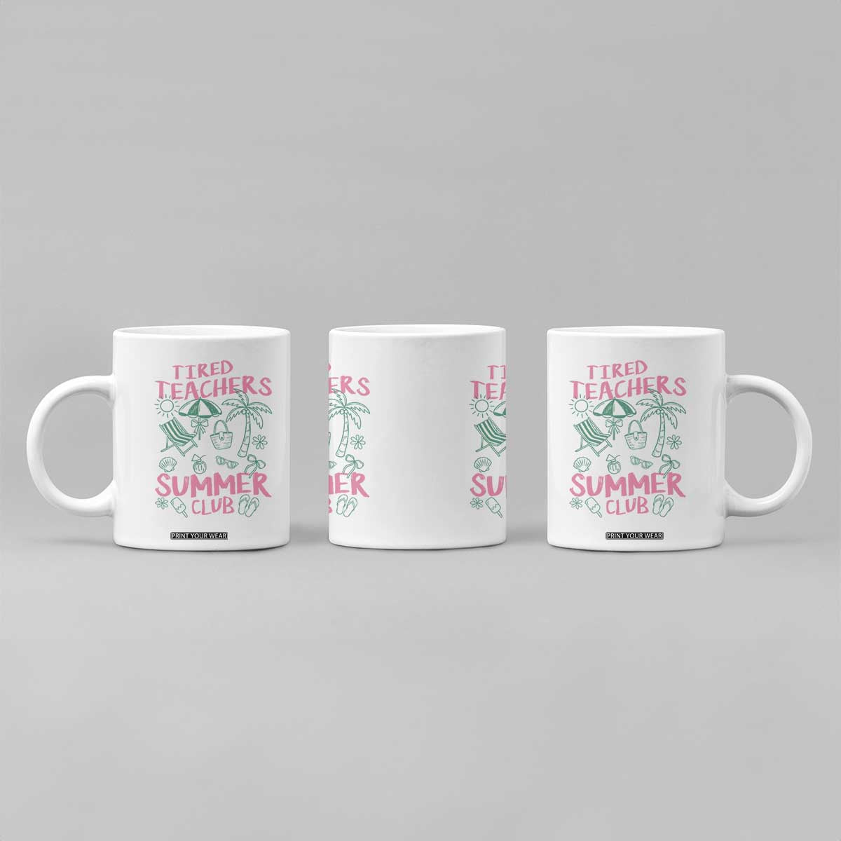 Tired Teachers Summer Club Coffee Mug Funny Retro Teacher Summer Vacation TS10 Print Your Wear