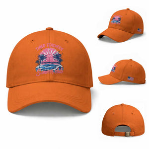 Tired Teachers Summer Club Baseball Cap Retro Mama Summer Beach Vacation Gift TS10 Baseball Cap Universal Fit Orange Print Your Wear