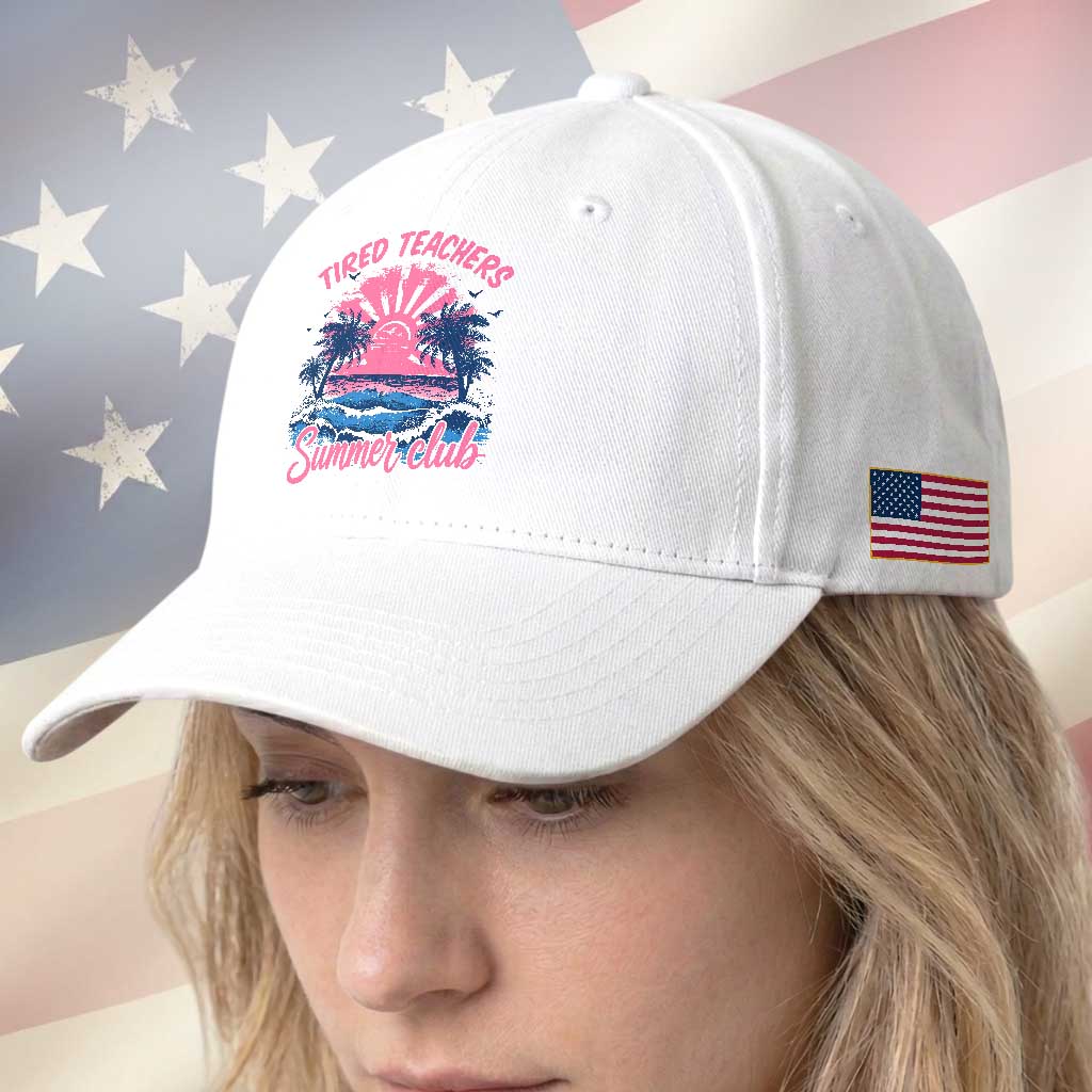 Tired Teachers Summer Club Baseball Cap Retro Mama Summer Beach Vacation Gift TS10 Print Your Wear