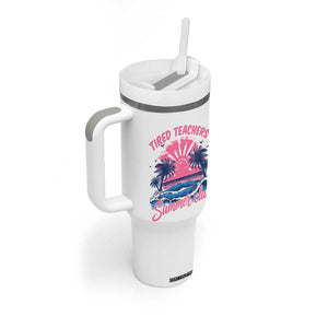 Tired Teachers Summer Club Tumbler With Handle Retro Mama Summer Beach Vacation Gift TS10 Print Your Wear