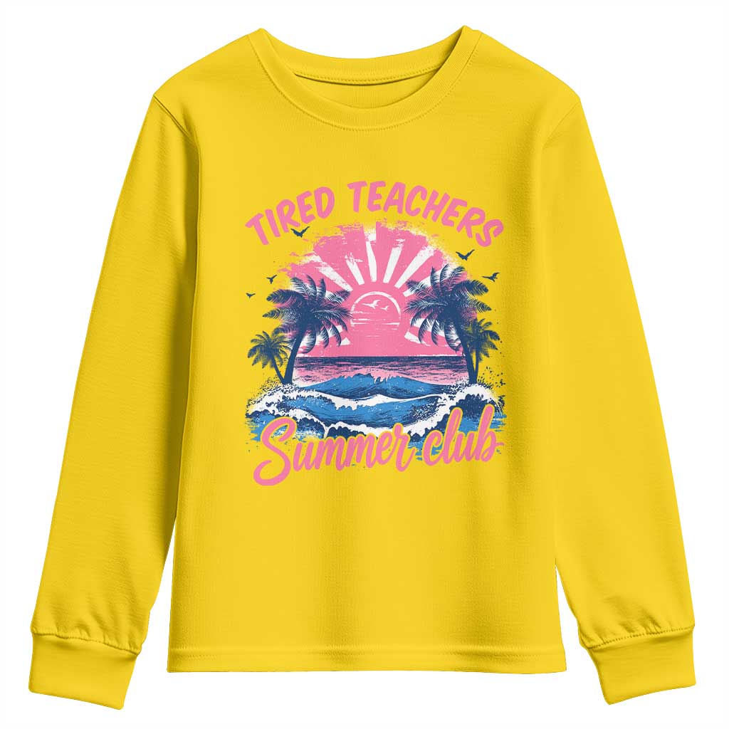 Tired Teachers Summer Club Youth Sweatshirt Retro Mama Summer Beach Vacation Gift TS10 Daisy Print Your Wear
