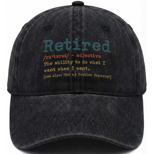 Funny Retirement Party Washed Cotton Baseball Cap Retired Definition Funny Retirement Gag TS10 Print Your Wear