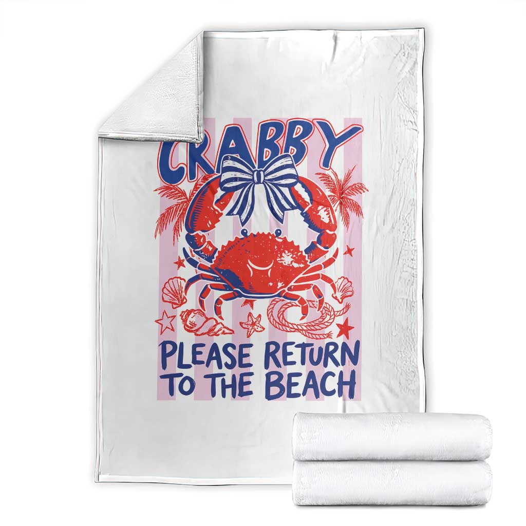 Summer Vacation Throw Blanket If Crabby Return To Beach Retro Graphic TS10 White Print Your Wear
