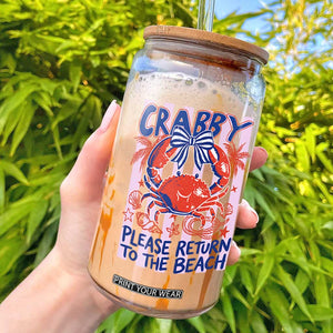 Summer Vacation Glass Can If Crabby Return To Beach Retro Graphic TS10 White Print Your Wear