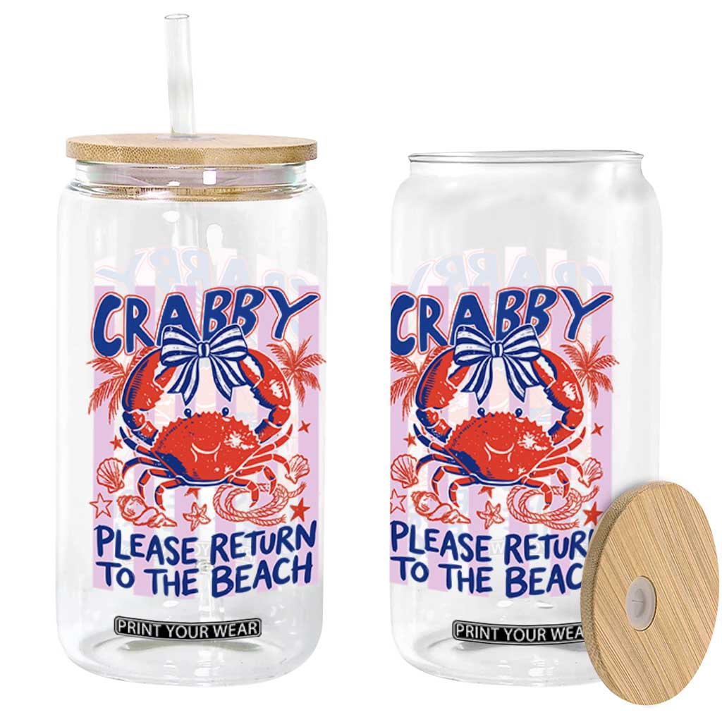 Summer Vacation Glass Can If Crabby Return To Beach Retro Graphic TS10 Print Your Wear