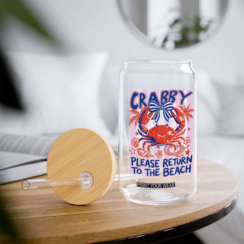 Summer Vacation Glass Can If Crabby Return To Beach Retro Graphic TS10 Print Your Wear