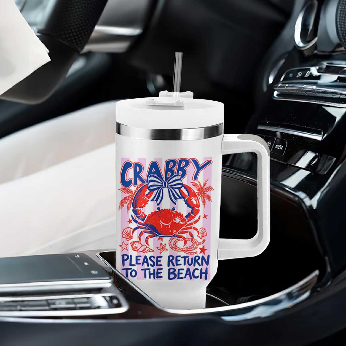 Summer Vacation Tumbler With Handle If Crabby Return To Beach Retro Graphic TS10 Print Your Wear