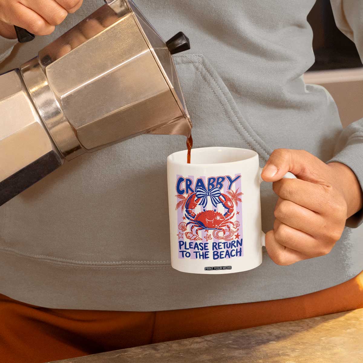 Summer Vacation Coffee Mug If Crabby Return To Beach Retro Graphic TS10 Print Your Wear