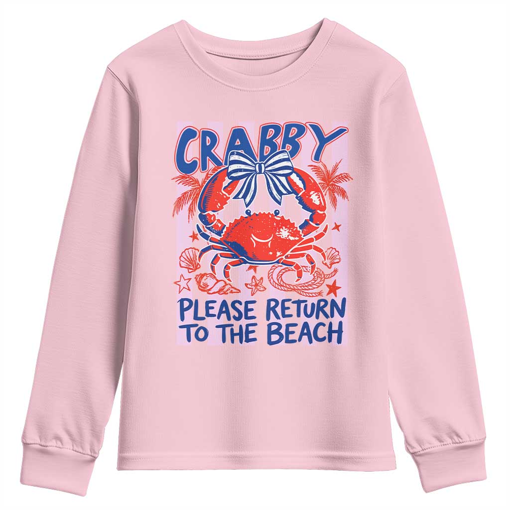 Summer Vacation Youth Sweatshirt If Crabby Return To Beach Retro Graphic TS10 Light Pink Print Your Wear