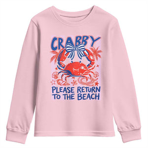 Summer Vacation Youth Sweatshirt If Crabby Return To Beach Retro Graphic TS10 Light Pink Print Your Wear