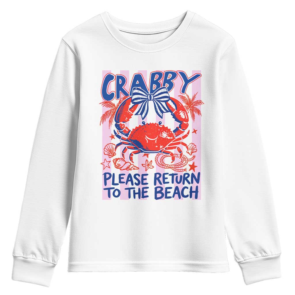 Summer Vacation Youth Sweatshirt If Crabby Return To Beach Retro Graphic TS10 White Print Your Wear