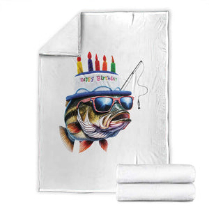 Bass Fishing Birthday Throw Blanket Fish Party Theme TS10 White Print Your Wear