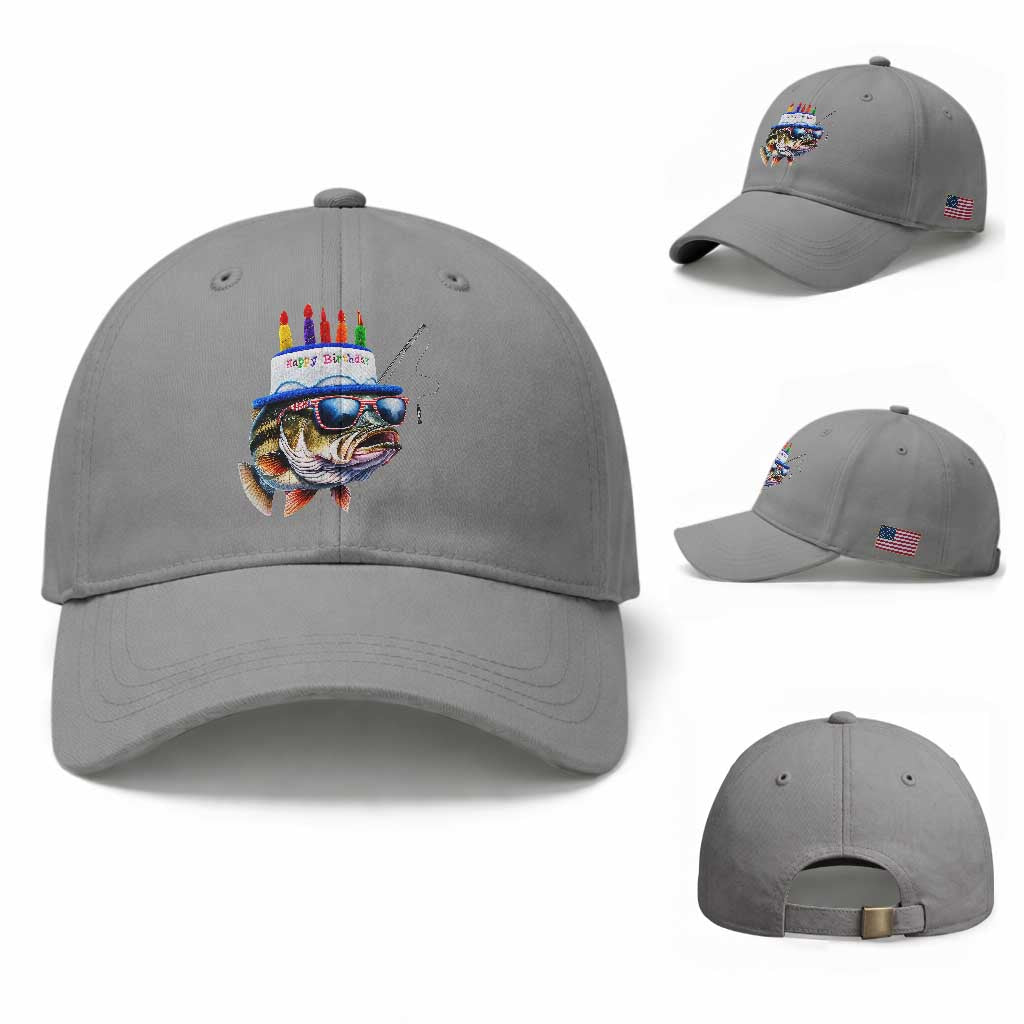 Bass Fishing Birthday Baseball Cap Fish Party Theme TS10 Baseball Cap Universal Fit Sport Gray Print Your Wear