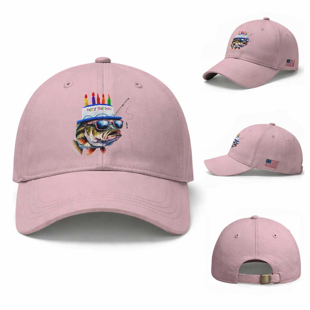 Bass Fishing Birthday Baseball Cap Fish Party Theme TS10 Baseball Cap Universal Fit Light Pink Print Your Wear