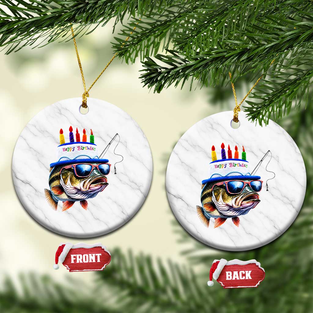 Bass Fishing Birthday Ceramic Ornament Fish Party Theme TS10 1pc White Marble Print Your Wear